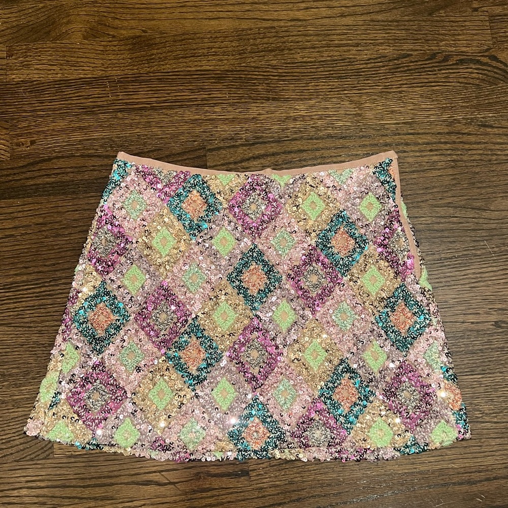 Zara Patterned Sequined Skirt (Size M)